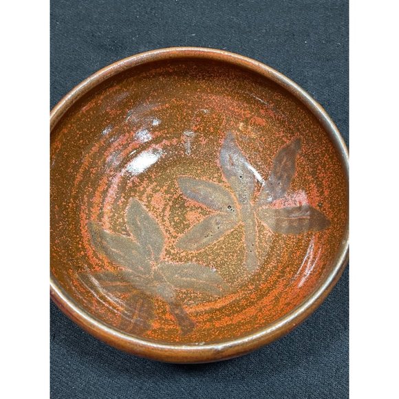 Vintage Pottery Signed Bowl Brown Drip Glaze - Picture 2 of 9